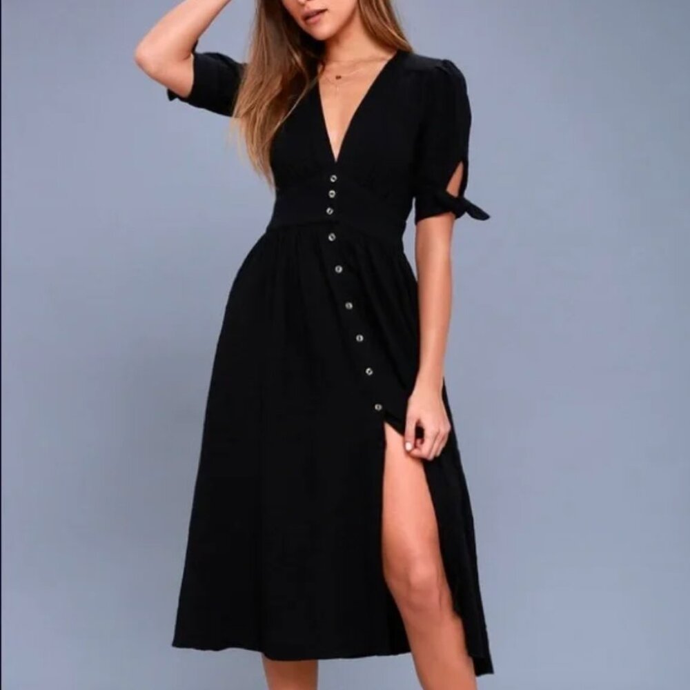 Free People Love Of My Life Midi Dress in Black